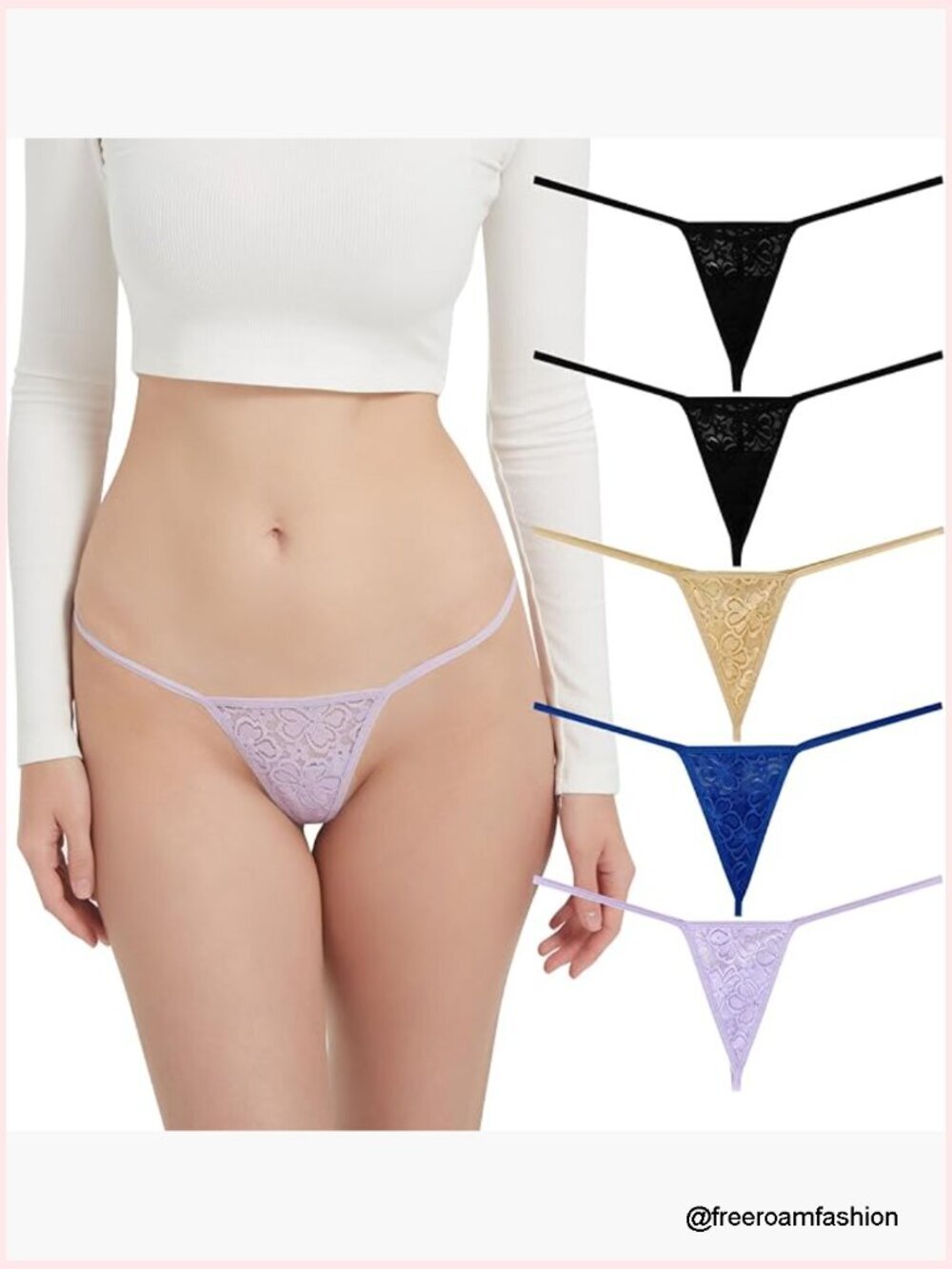 Soft Lace G-String Thongs for Women, Comfortable No Show Underwear XS-4XL